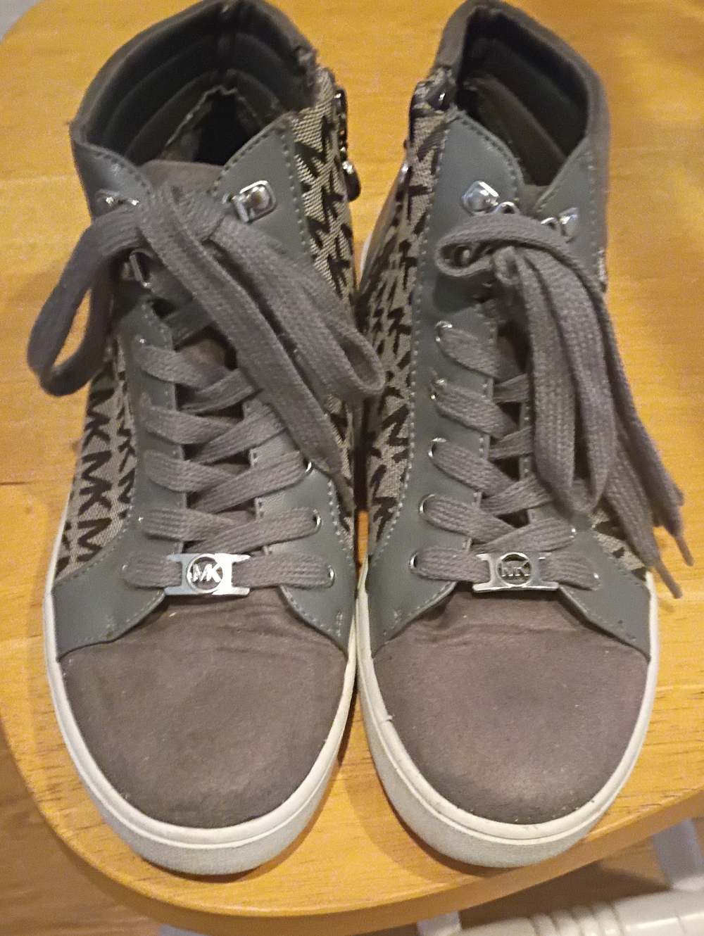 Michael Kors Gray High-Top MK Logo Sneakers